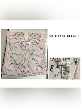 🆕VICTORIA’S SECRET - NWOT - L - LIGHT PINK LOGO LIGHTWEIGHT SLEEP PANTS / PJS